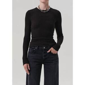 NEW CITIZENS OF HUMANITY bina crewneck sweater in heather brown